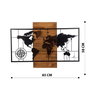 Wallity World Map With Compass Negro y Nogal